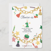 チャームブレスレット第1の誕生日パーティの招待状 招待状 (正面)