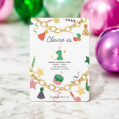 チャームブレスレット第1の誕生日パーティの招待状 招待状