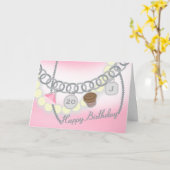 チャームブレスレット&パールジュエリー誕生日カード カード (黄色い花)