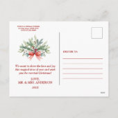 チャームホリデイズファミリーフォト金ゴールドメリークリスマス シーズンポストカード (裏面)