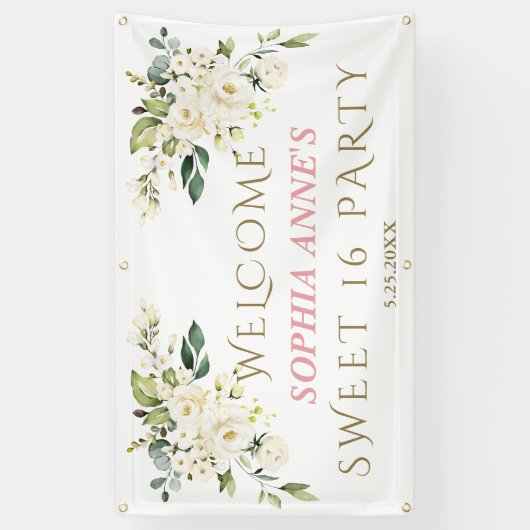 チャームホワイトアイボリーフローラスウィート！6ウェルカムサイン 横断幕 (縦)