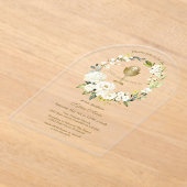 チャームホワイトクリームフローラファーストホーリーコミュニオン アクリル招待状 (レイダウン)