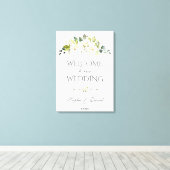 チャームホワイトクリームフローラ結婚ウェルカムサイン キャンバスプリント (インサイチュ (ウッドフロア))