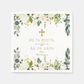 チャームホワイトクリーム花彼は復活金ゴールドイースター スタンダードカクテルナプキン (正面)