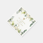 チャームホワイトクリーム花彼は復活金ゴールドイースター スタンダードカクテルナプキン (角)