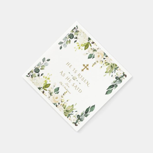 チャームホワイトクリーム花彼は復活金ゴールドイースター スタンダードカクテルナプキン (角)