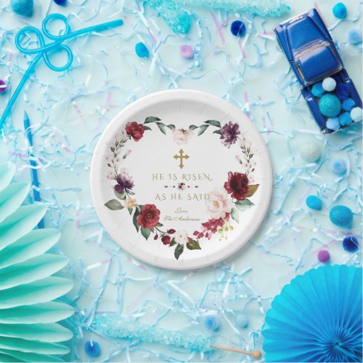 チャームホワイトクリーム花彼は復活金ゴールドイースター ペーパープレート (パーティー)