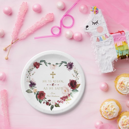 チャームホワイトクリーム花彼は復活金ゴールドイースター ペーパープレート (パーティー)