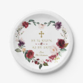 チャームホワイトクリーム花彼は復活金ゴールドイースター ペーパープレート (正面)