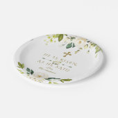 チャームホワイトクリーム花彼は復活金ゴールドイースター ペーパープレート (アングル)