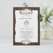 チャームホワイトピンクフローラウッドブライダルティーパーティー 招待状 (スタンド正面)