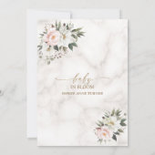 チャームホワイトピンク花金ゴールドベビーイン開花 招待状 (裏面)