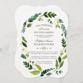 チャームホワイトフラワーインビタシオンデベビーシャワー 招待状 (正面/裏面)