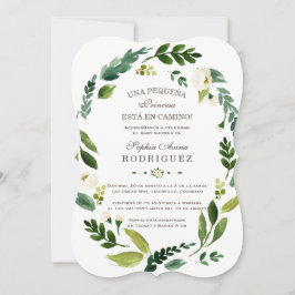 チャームホワイトフラワーインビタシオンデベビーシャワー 招待状