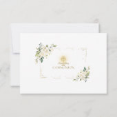 チャームホワイトフラワーゴールデンフレーム神聖な聖餐式 サンキューカード (裏面)