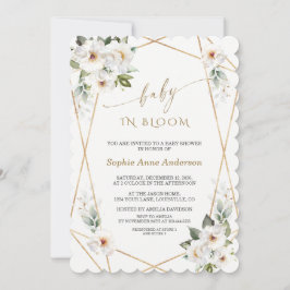チャームホワイトフラワーズバラ金ゴールドベビーイン開花 招待状