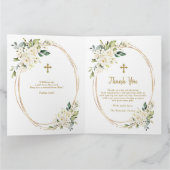 チャームホワイトフラワーズ金ゴールドガールフォト《キリスト教》洗礼式や命名式 サンキューカード (内部)