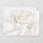 チャームホワイトフラワーズ金ゴールドクロスフォト《キリスト教》洗礼式や命名式 サンキューカード (裏面)