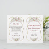 チャームホワイトフラワーズ金ゴールドフレーム結婚式 プログラム (スタンド正面)