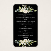 チャームホワイトフラワーブラックフォト葬儀祈りの言葉 (裏面)