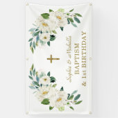 チャームホワイトフローラ金ゴールドクロスバプテスムウェルカムサイン 横断幕 (縦)