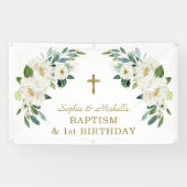 チャームホワイトフローラ金ゴールドクロスバプテスムウェルカムサイン 横断幕 (横)