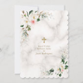 チャームホワイトマグノリアスペインの1歳の誕生日バプテスマ 招待状 (裏面)