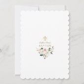 チャームホワイトマグノリアピンク金ゴールドフローラバプテスマ 招待状 (裏面)