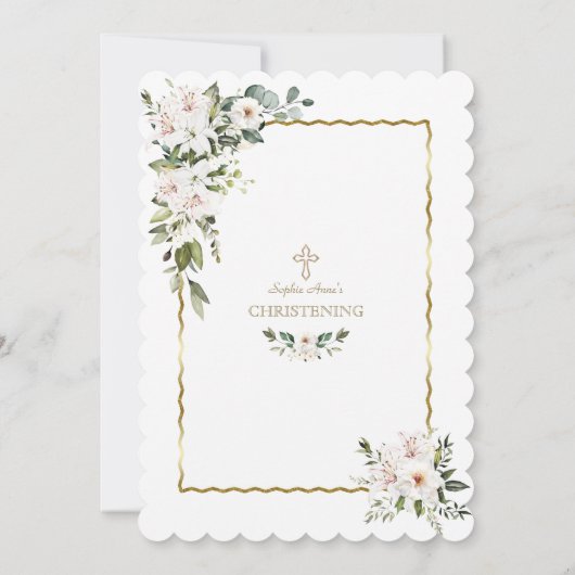 チャームホワイトリリーバラ金ゴールドガール《キリスト教》洗礼式や命名式 招待状 (裏面)