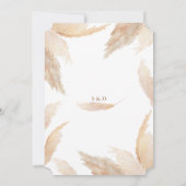 チャームホワイトローズパンパスグラス結婚金ゴールド 招待状 (裏面)