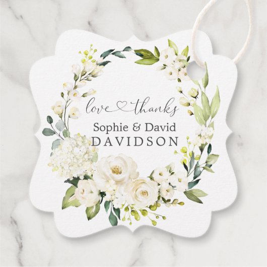 チャームホワイトローゼスアジサイ書道結婚の フェイバータグ (裏面)