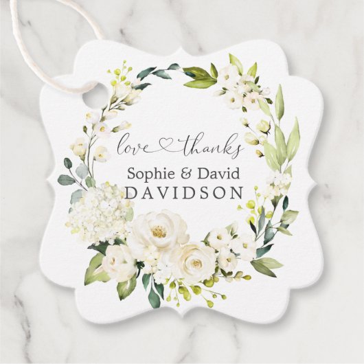 チャームホワイトローゼスアジサイ書道結婚の フェイバータグ (正面)