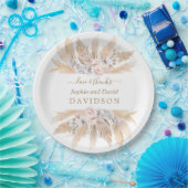 チャームホワイトローゼスパンパスグラス結婚ズ ペーパープレート (パーティー)