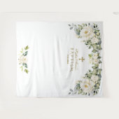 チャームホワイト フラワーバプテスマ girl フォトブース プロップ タペストリー (正面(横))