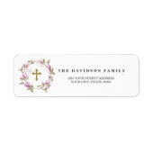 チャームマグノリアフラワーズ金ゴールドバプテスマ差出人住所 ラベル (正面)