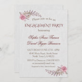 チャームマルサラマルーンフローラ婚約パーティ 招待状 (正面/裏面)