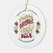 チャームメリークリスマスハッピーニューイヤータイポグラフィ セラミックオーナメント (左)