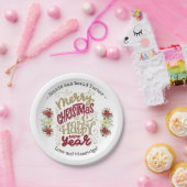 チャームメリークリスマスハッピーニューイヤータイポグラフィ ペーパープレート (パーティー)