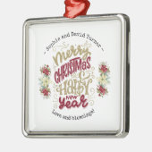 チャームメリークリスマスハッピーニューイヤータイポグラフィ メタルオーナメント (左)