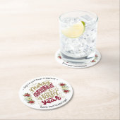 チャームメリークリスマスハッピーニューイヤータイポグラフィ ラウンドペーパーコースター (インサイチュ)