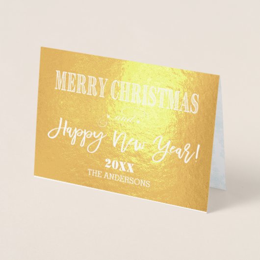 チャームメリークリスマスハッピーニューイヤー家族写真 箔カード (正面)