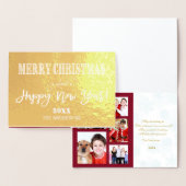 チャームメリークリスマスハッピーニューイヤー家族写真 箔カード (ディスプレー)