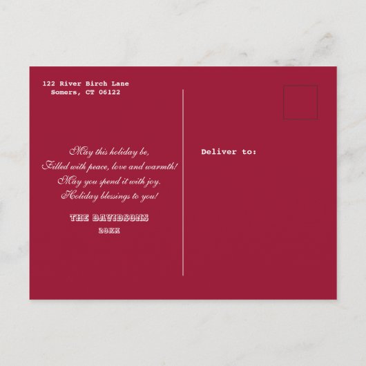 チャームメリークリスマスハッピーニューイヤー松写真 インビテーションポストカード (裏面)