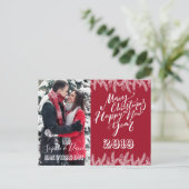 チャームメリークリスマスハッピーニューイヤー松写真 インビテーションポストカード (スタンド正面)