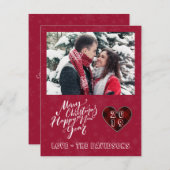 チャームメリークリスマスハッピーニューイヤー松写真 シーズンカード (正面/裏面)