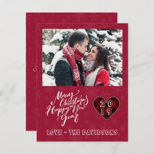 チャームメリークリスマスハッピーニューイヤー松写真 シーズンカード (正面/裏面)