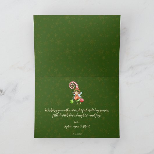 チャームメリークリスマスフェアリー家族の写真 カード (内部)