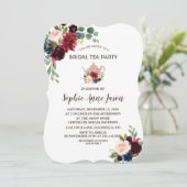 チャームメルロネイビーフローラブライダルシャワーティーパーティー 招待状 (スタンド正面)