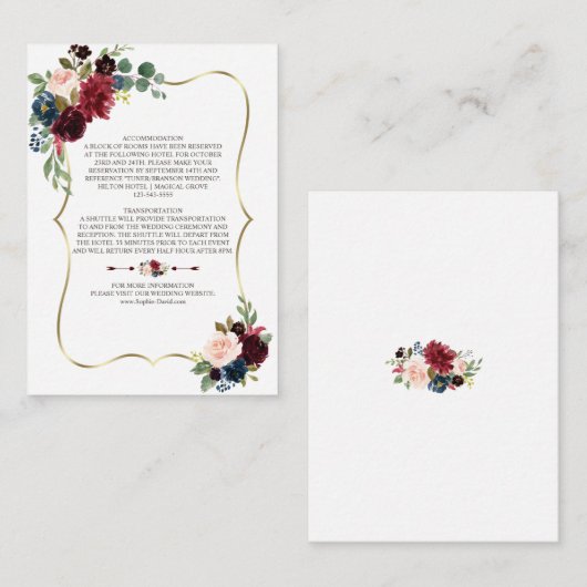 チャームメルロネイビーブルーフローラ結婚ズ詳細 エンクロージャーカード (正面/裏面)