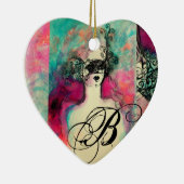 チャームモノグラム、ハート セラミックオーナメント (右)